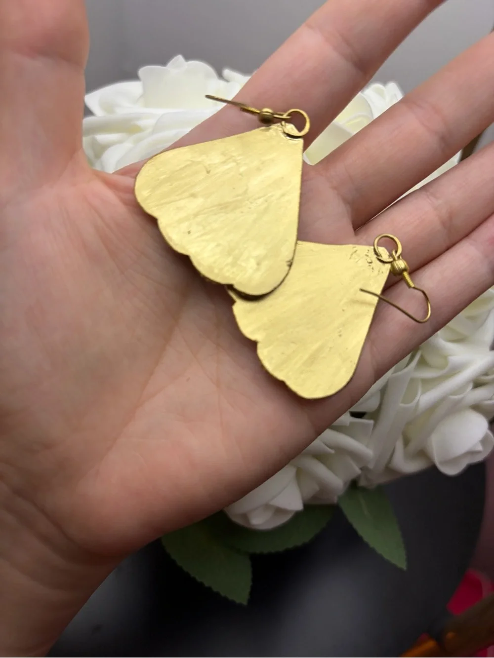 Gold and Blue Statement Drop Earrings - Unbranded